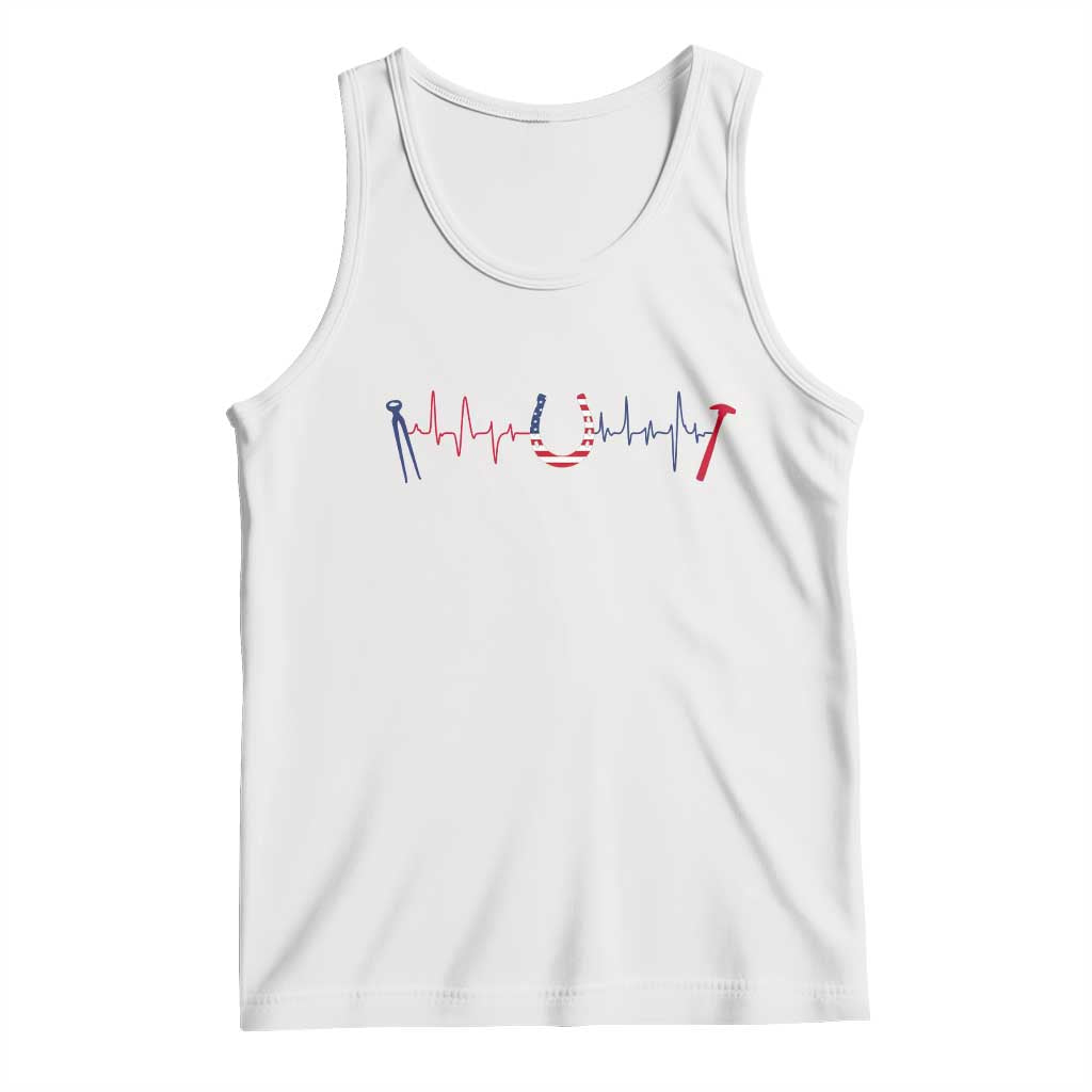 Patriotic Farrier Heartbeat American Flag Tank Top Horseshoe USA Horse Lover Gift