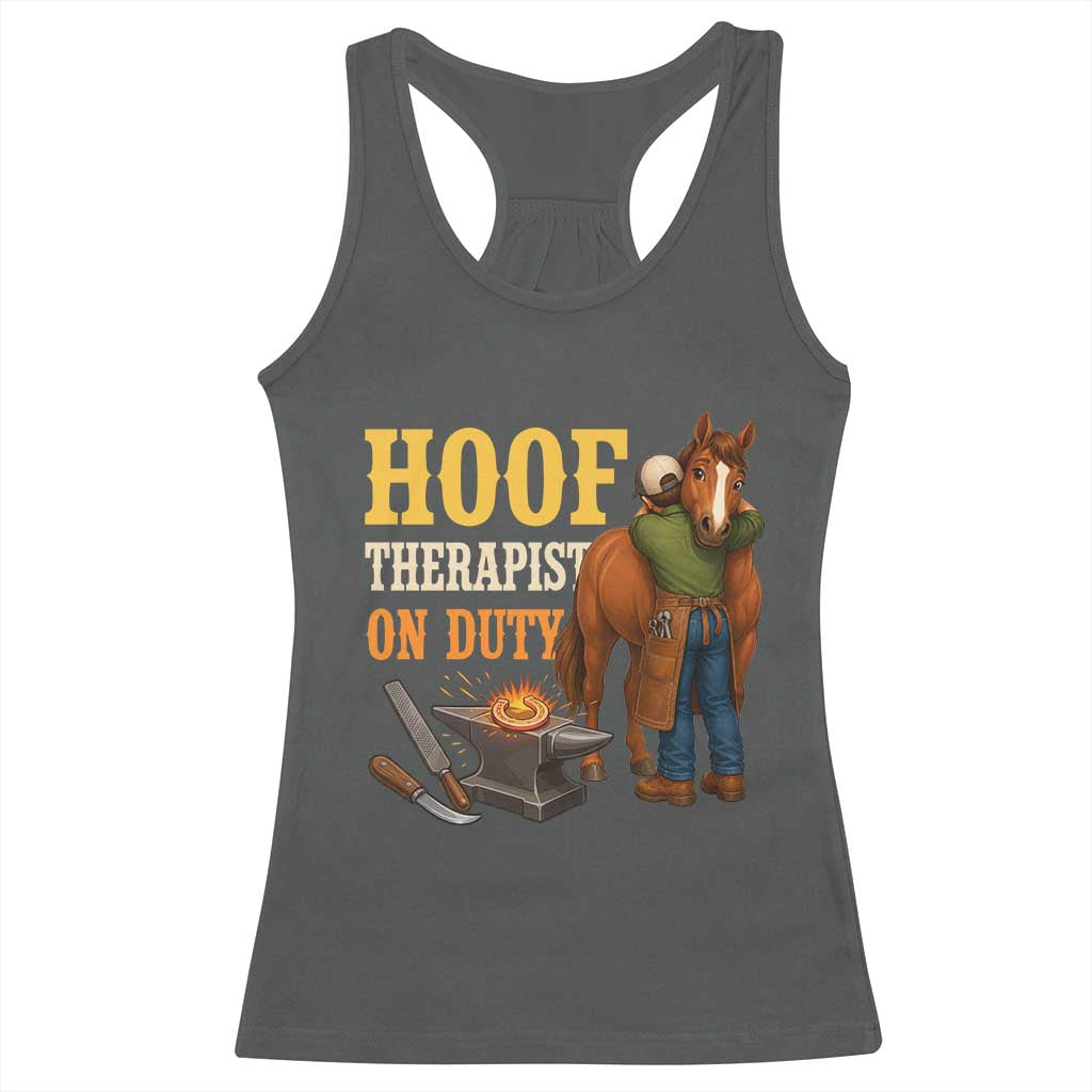 Equine Care Farrier Gift Racerback Tank Top Hoof Therapist On Duty
