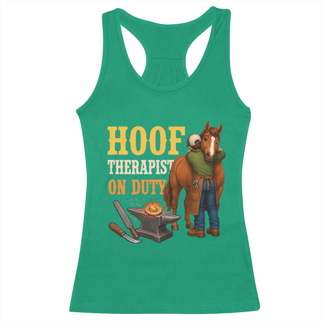 Equine Care Farrier Gift Racerback Tank Top Hoof Therapist On Duty