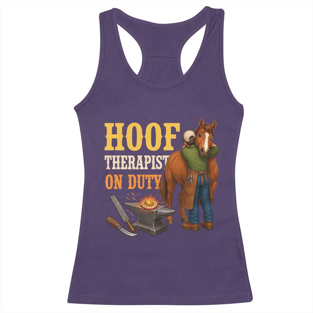 Equine Care Farrier Gift Racerback Tank Top Hoof Therapist On Duty