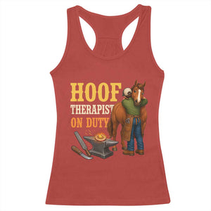 Equine Care Farrier Gift Racerback Tank Top Hoof Therapist On Duty