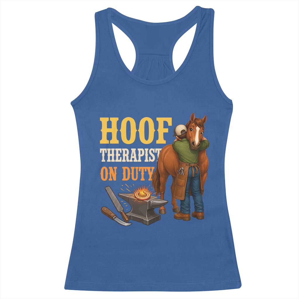 Equine Care Farrier Gift Racerback Tank Top Hoof Therapist On Duty