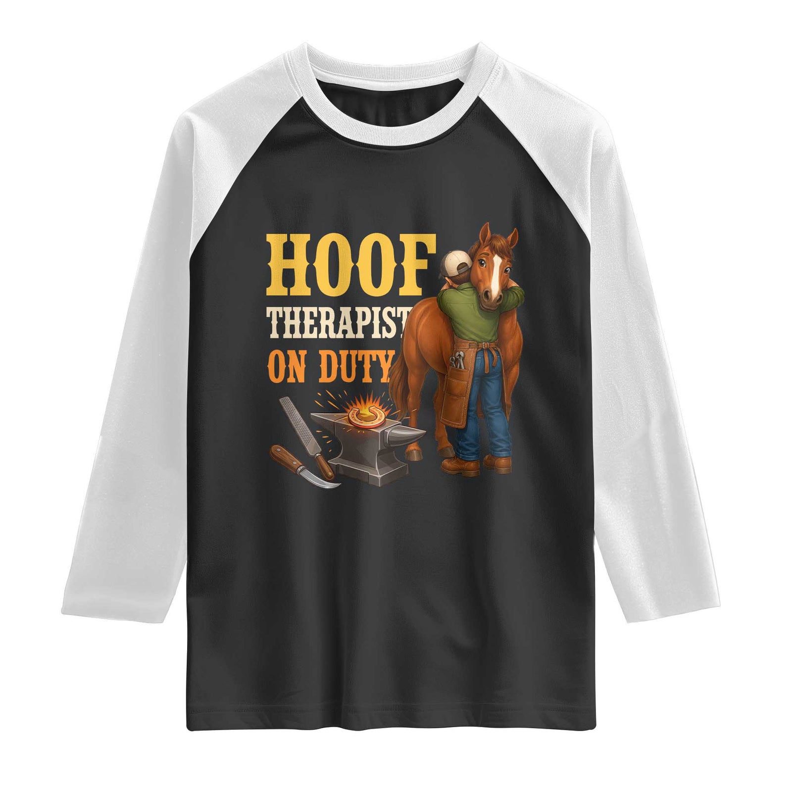 Equine Care Farrier Gift Raglan Shirt Hoof Therapist On Duty
