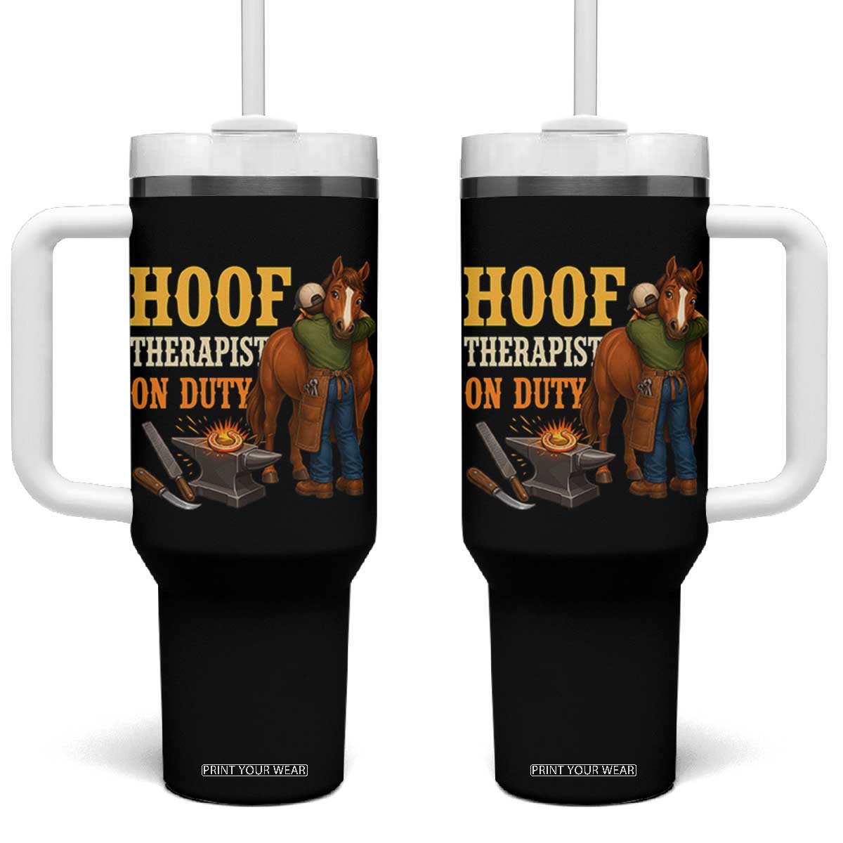 Equine Care Farrier Gift Tumbler With Handle Hoof Therapist On Duty