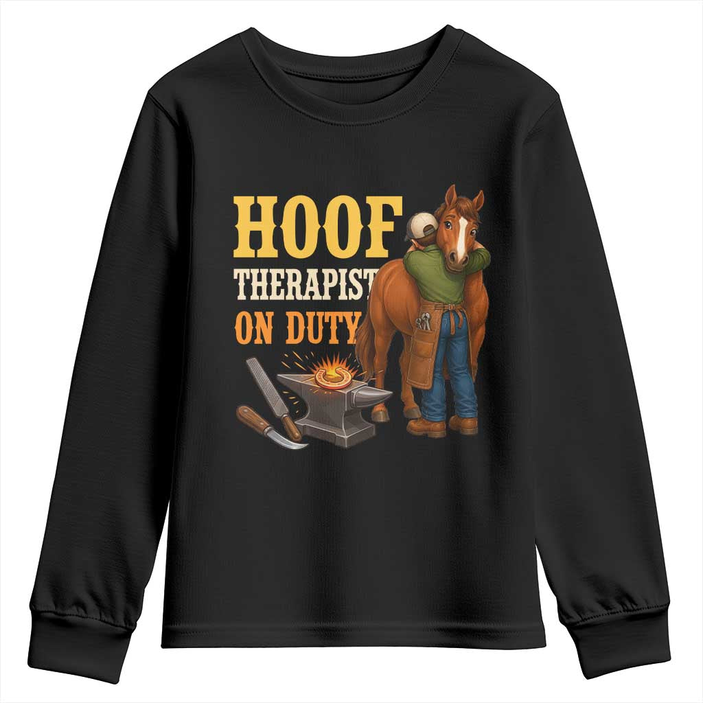 Equine Care Farrier Gift Youth Sweatshirt Hoof Therapist On Duty