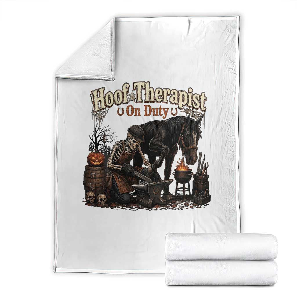 Farrier Halloween Horse Lover Gift Throw Blanket Hoof Therapist On Duty