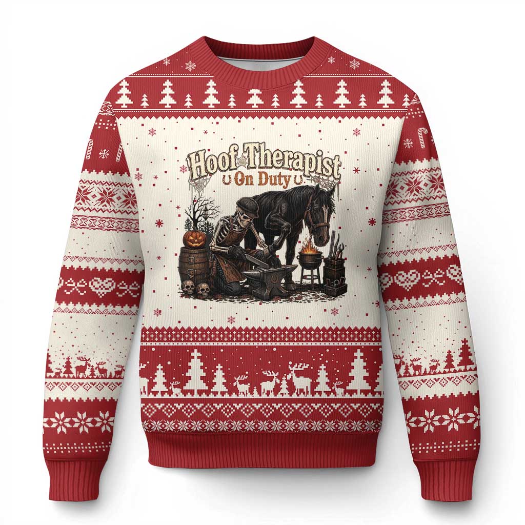 Farrier Halloween Horse Lover Gift Ugly Christmas Sweater Hoof Therapist On Duty