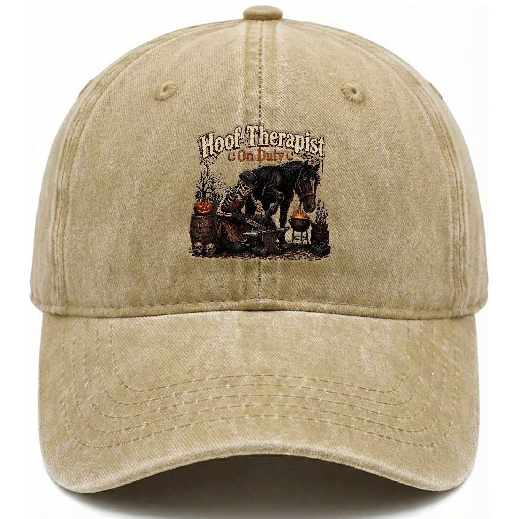 Farrier Halloween Horse Lover Gift Washed Cotton Baseball Cap Hoof Therapist On Duty