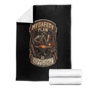 Skeleton Farrier Blacksmith Horse Lover Gift Throw Blanket My Safety Plan Is Optimism