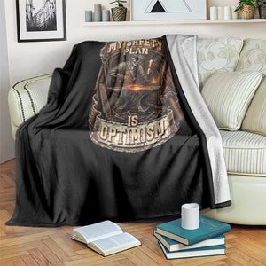 Skeleton Farrier Blacksmith Horse Lover Gift Throw Blanket My Safety Plan Is Optimism