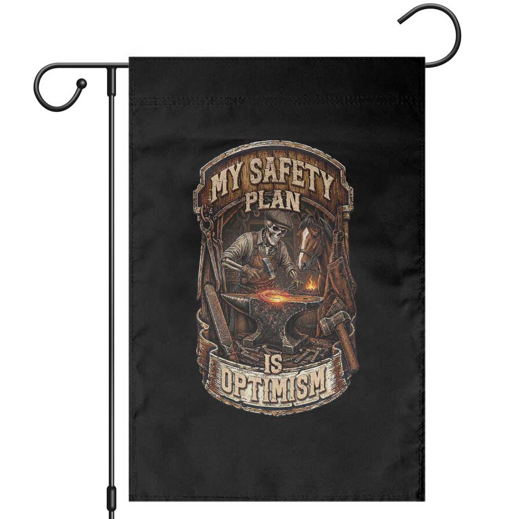 Skeleton Farrier Blacksmith Horse Lover Gift Garden Flag My Safety Plan Is Optimism