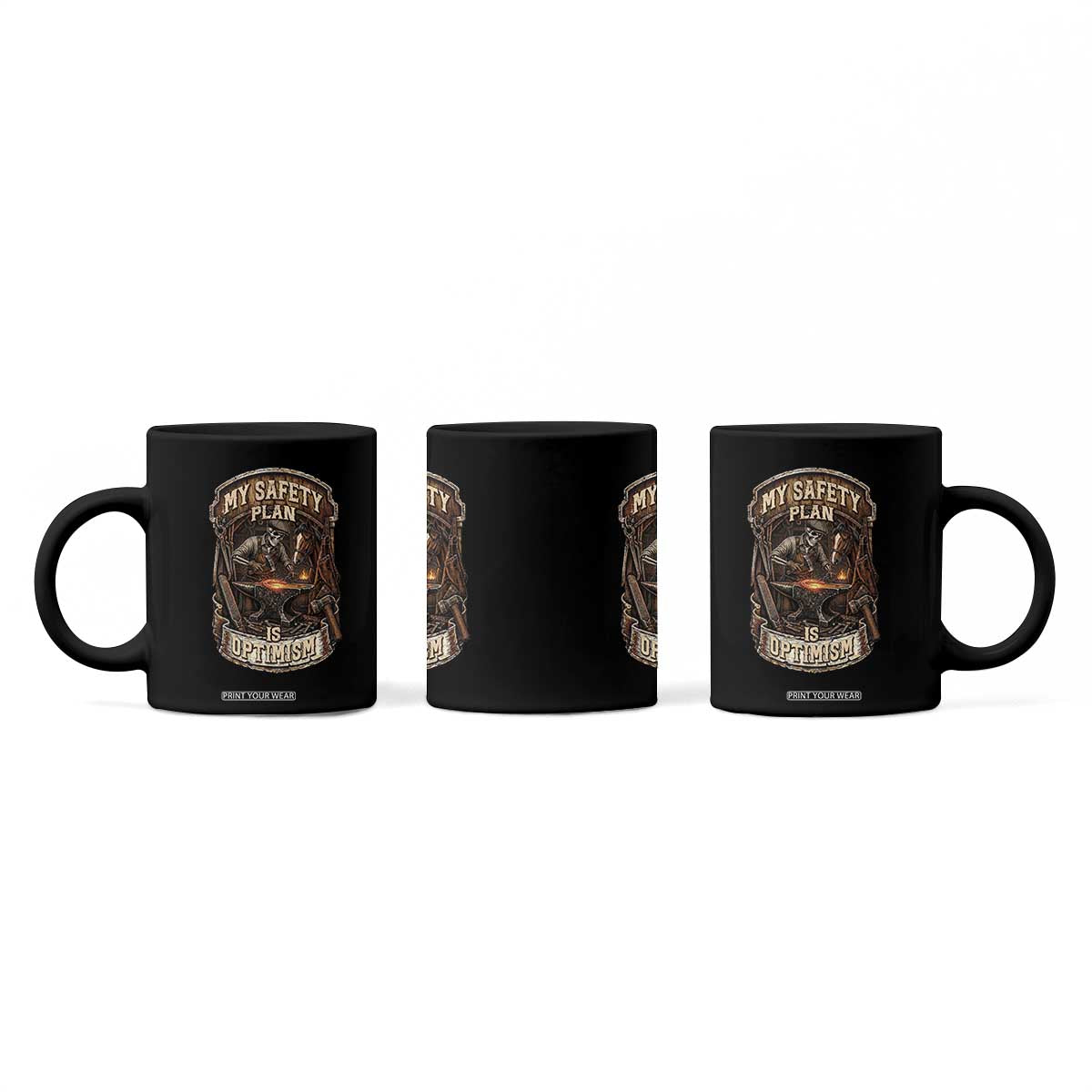 Skeleton Farrier Blacksmith Horse Lover Gift Coffee Mug My Safety Plan Is Optimism
