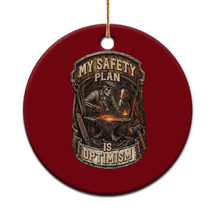Skeleton Farrier Blacksmith Horse Lover Gift Ceramic Ornament My Safety Plan Is Optimism