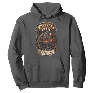 Skeleton Farrier Blacksmith Horse Lover Gift Hoodie My Safety Plan Is Optimism