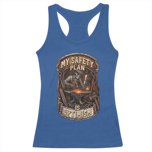 Skeleton Farrier Blacksmith Horse Lover Gift Racerback Tank Top My Safety Plan Is Optimism