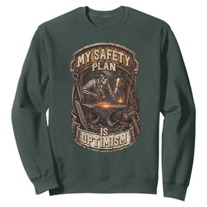 Skeleton Farrier Blacksmith Horse Lover Gift Sweatshirt My Safety Plan Is Optimism
