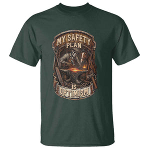 Skeleton Farrier Blacksmith Horse Lover Gift T Shirt My Safety Plan Is Optimism