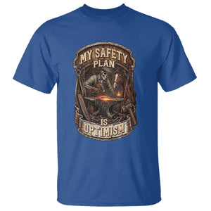 Skeleton Farrier Blacksmith Horse Lover Gift T Shirt My Safety Plan Is Optimism