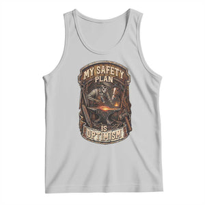 Skeleton Farrier Blacksmith Horse Lover Gift Tank Top My Safety Plan Is Optimism