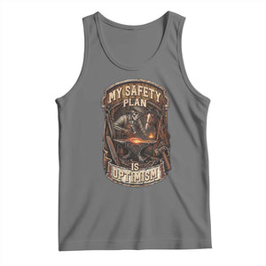 Skeleton Farrier Blacksmith Horse Lover Gift Tank Top My Safety Plan Is Optimism