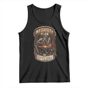 Skeleton Farrier Blacksmith Horse Lover Gift Tank Top My Safety Plan Is Optimism