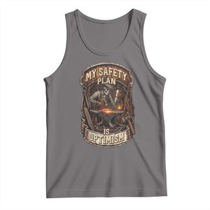 Skeleton Farrier Blacksmith Horse Lover Gift Tank Top My Safety Plan Is Optimism