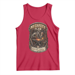 Skeleton Farrier Blacksmith Horse Lover Gift Tank Top My Safety Plan Is Optimism