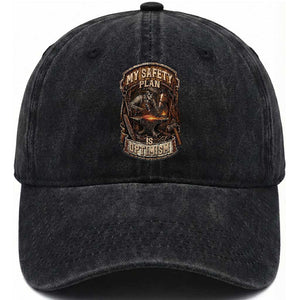 Skeleton Farrier Blacksmith Horse Lover Gift Washed Cotton Baseball Cap My Safety Plan Is Optimism