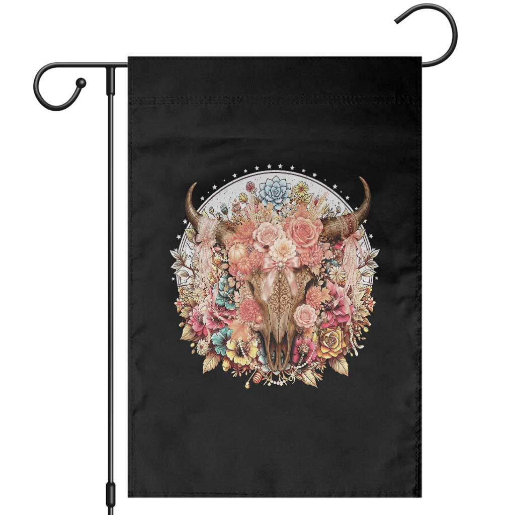 Boho Western Floral Longhorn Bull Skull Garden Flag Rustic Cowgirl Ranch Gift