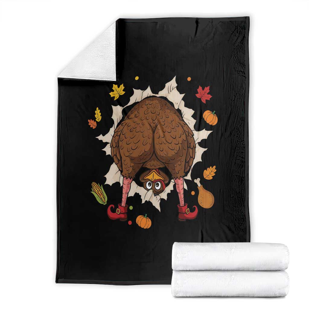 Funny Turkey Butt Thanksgiving Throw Blanket Silly Feast Party Gift