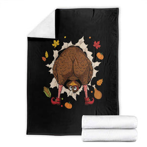 Funny Turkey Butt Thanksgiving Throw Blanket Silly Feast Party Gift