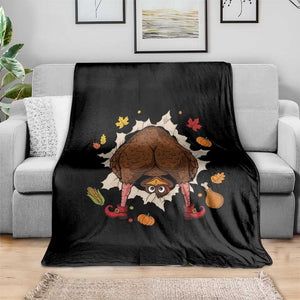 Funny Turkey Butt Thanksgiving Throw Blanket Silly Feast Party Gift