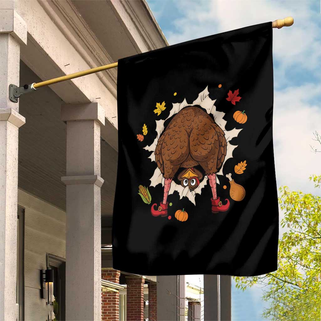Funny Turkey Butt Thanksgiving Garden Flag Silly Feast Party Gift