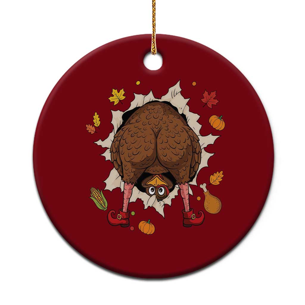 Funny Turkey Butt Thanksgiving Ceramic Ornament Silly Feast Party Gift