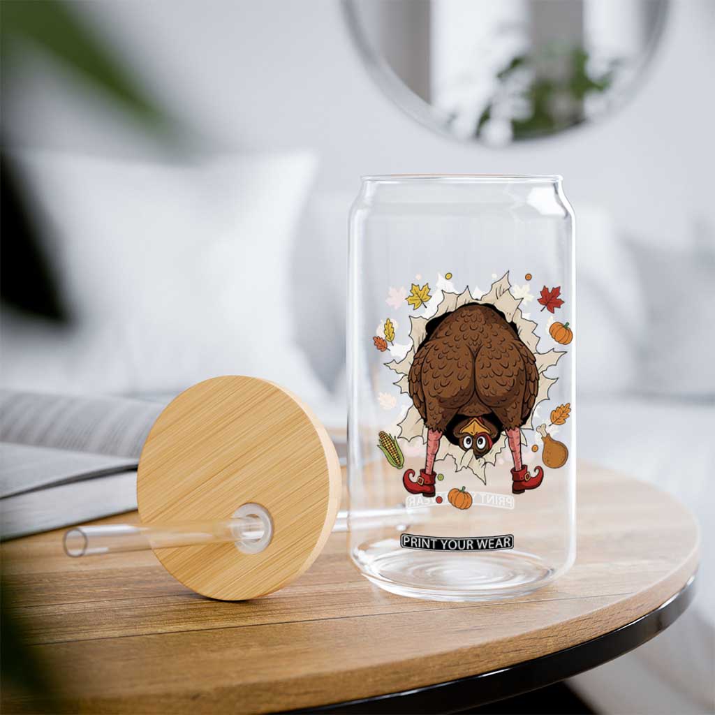 Funny Turkey Butt Thanksgiving Glass Can Silly Feast Party Gift