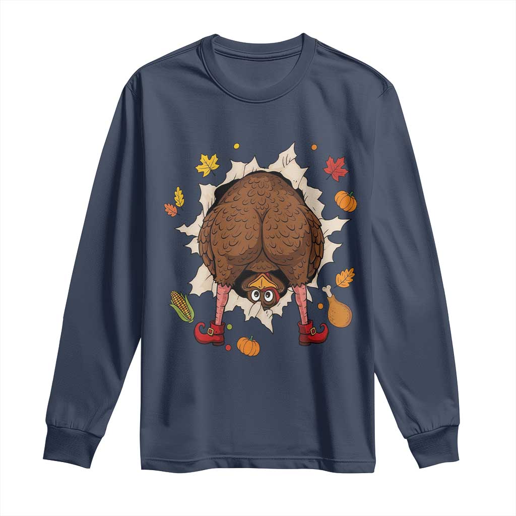 Funny Turkey Butt Thanksgiving Long Sleeve Shirt Silly Feast Party Gift