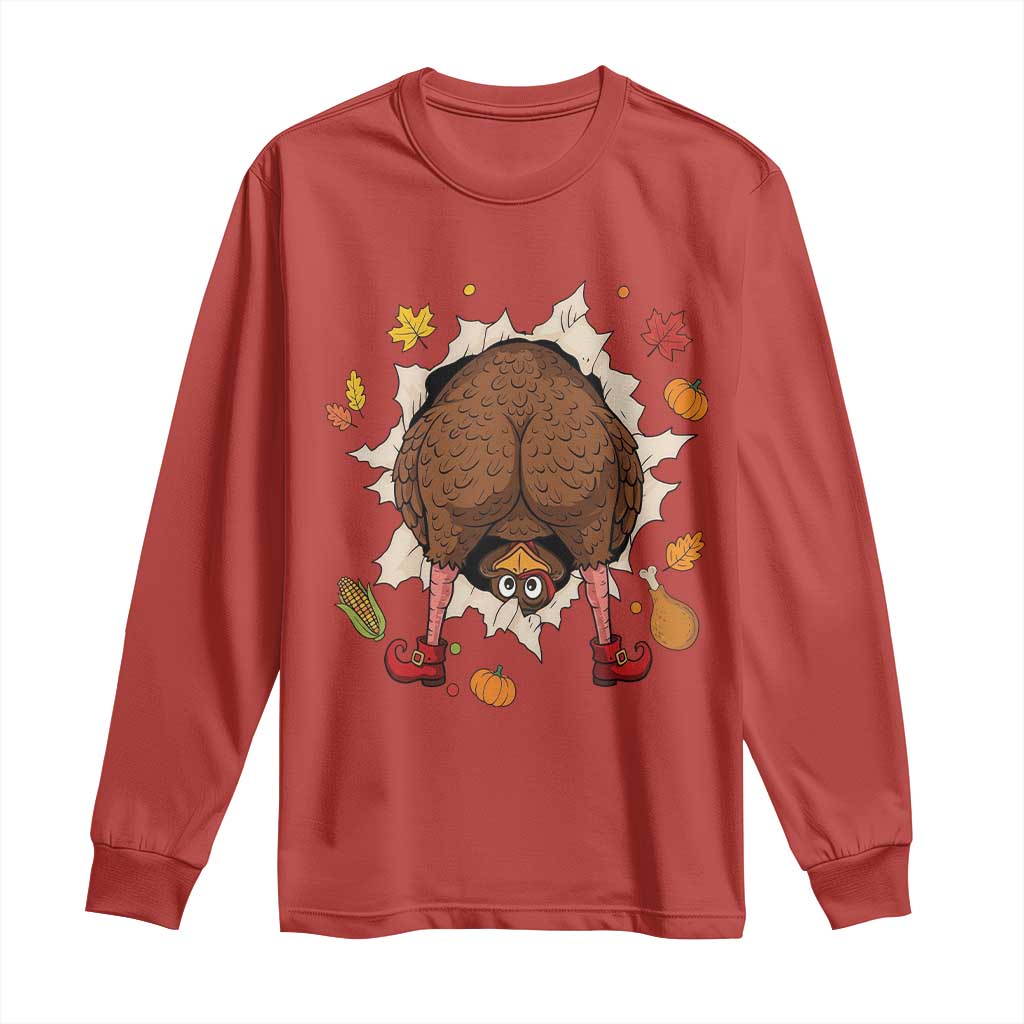 Funny Turkey Butt Thanksgiving Long Sleeve Shirt Silly Feast Party Gift