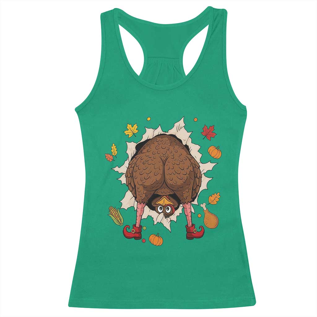 Funny Turkey Butt Thanksgiving Racerback Tank Top Silly Feast Party Gift