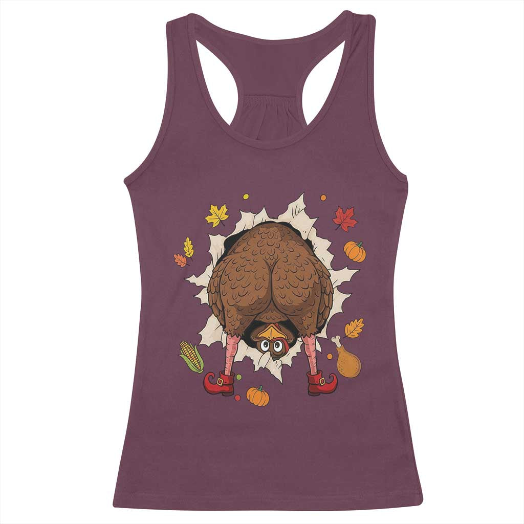 Funny Turkey Butt Thanksgiving Racerback Tank Top Silly Feast Party Gift