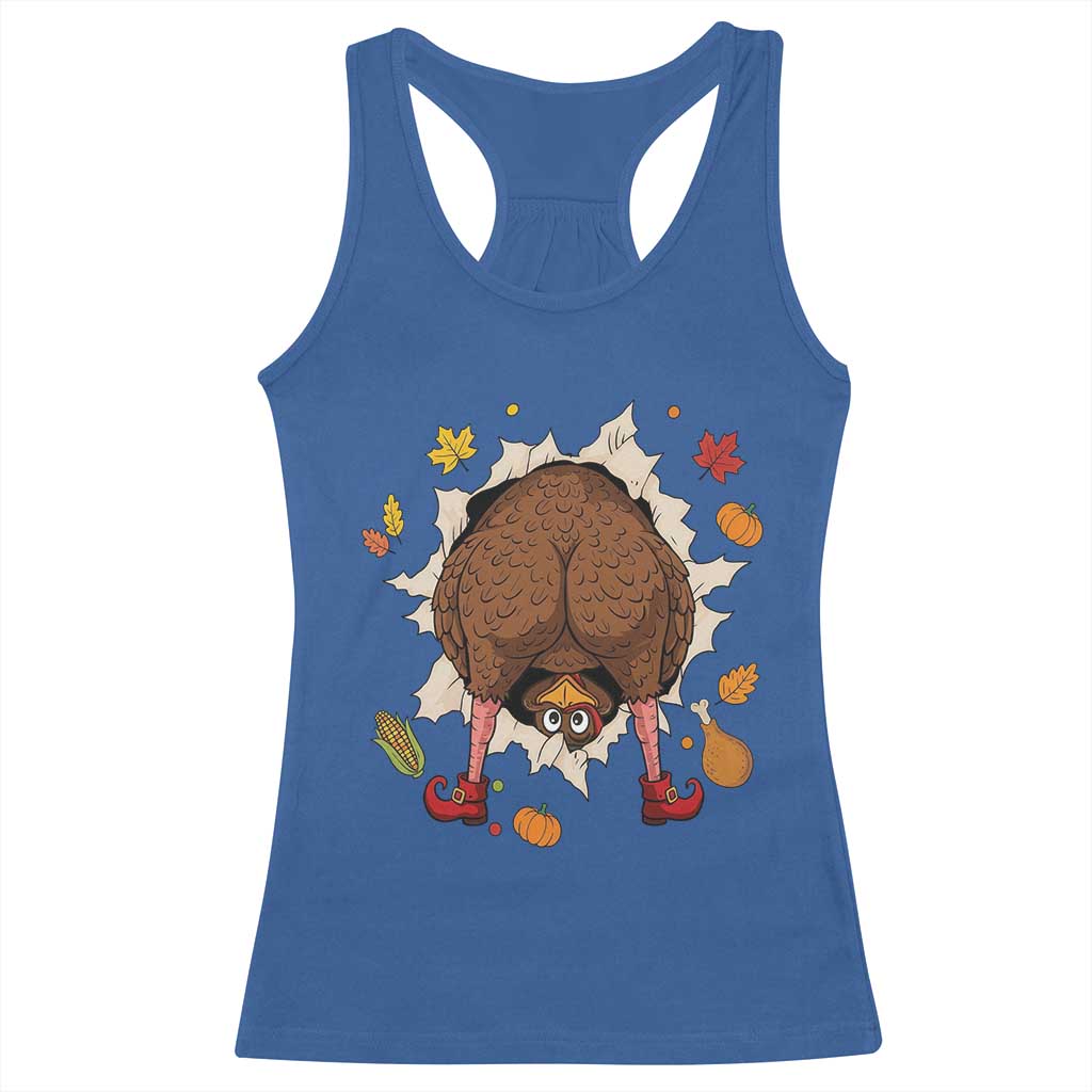Funny Turkey Butt Thanksgiving Racerback Tank Top Silly Feast Party Gift