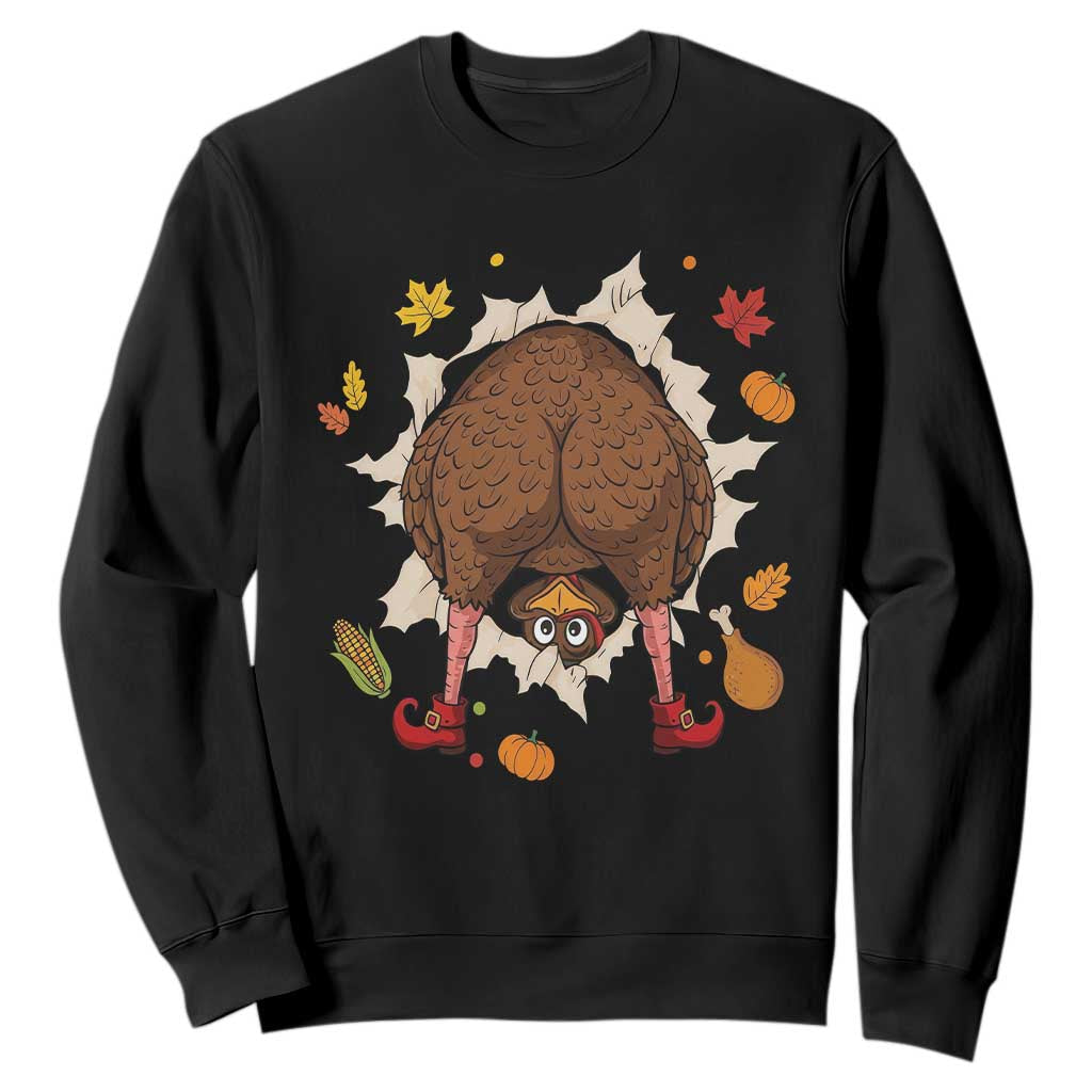 Funny Turkey Butt Thanksgiving Sweatshirt Silly Feast Party Gift