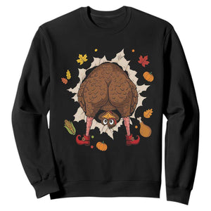 Funny Turkey Butt Thanksgiving Sweatshirt Silly Feast Party Gift