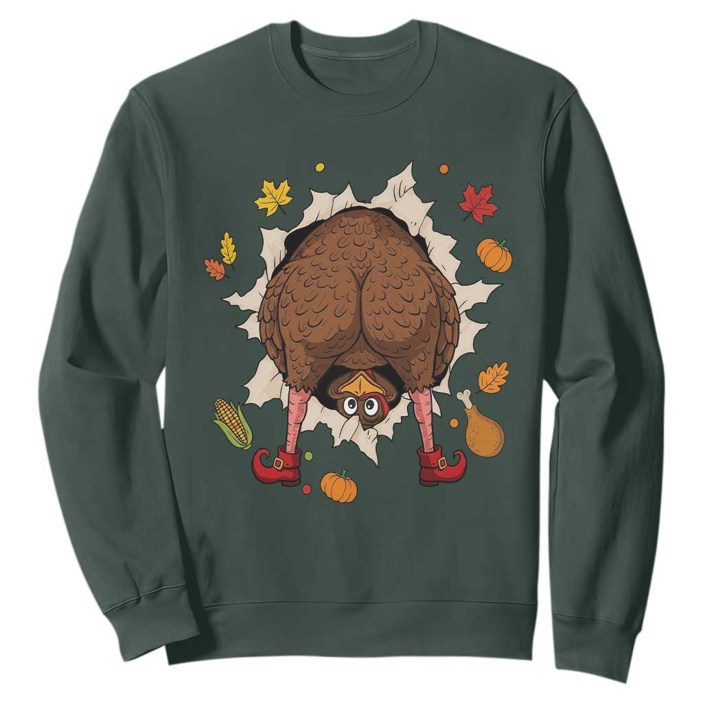 Funny Turkey Butt Thanksgiving Sweatshirt Silly Feast Party Gift