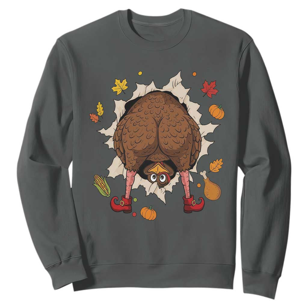 Funny Turkey Butt Thanksgiving Sweatshirt Silly Feast Party Gift