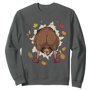 Funny Turkey Butt Thanksgiving Sweatshirt Silly Feast Party Gift