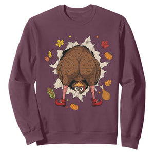 Funny Turkey Butt Thanksgiving Sweatshirt Silly Feast Party Gift