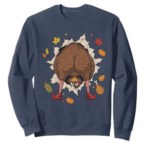 Funny Turkey Butt Thanksgiving Sweatshirt Silly Feast Party Gift