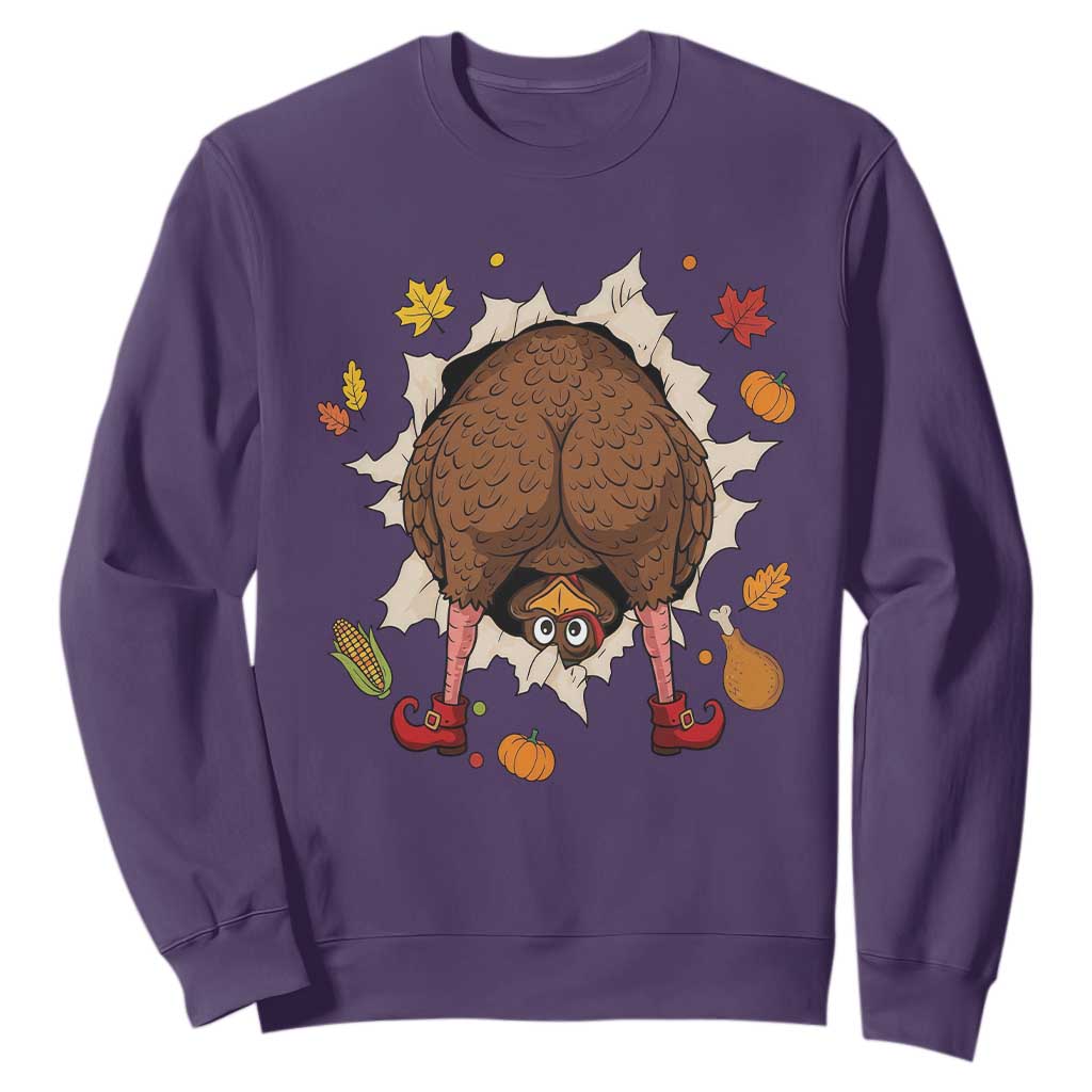 Funny Turkey Butt Thanksgiving Sweatshirt Silly Feast Party Gift