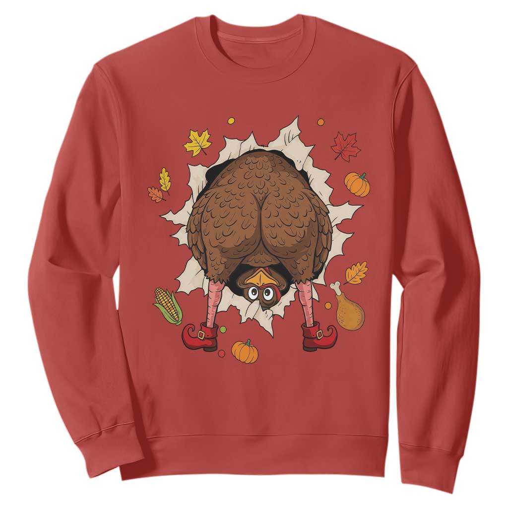 Funny Turkey Butt Thanksgiving Sweatshirt Silly Feast Party Gift