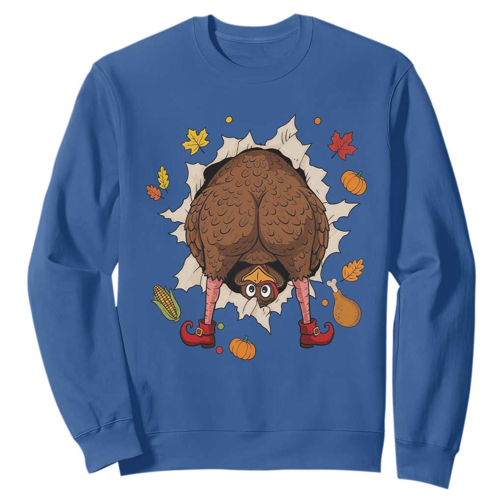 Funny Turkey Butt Thanksgiving Sweatshirt Silly Feast Party Gift